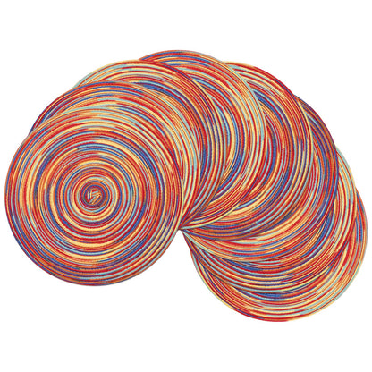 SHACOS Round Braided Placemats Set of 4 Washable Place Mats for Dining Tables 15 inch Non Slip Kitchen Table Mats (Beige, 4)