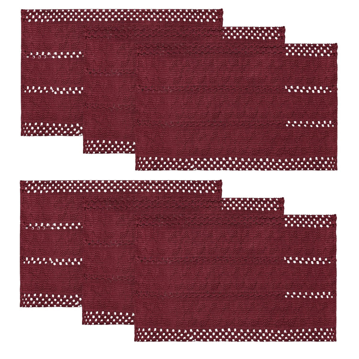 Artoid Mode Red Farmhouse Woven Rustic Hollow Placemats Set of 4-12x18 Inch