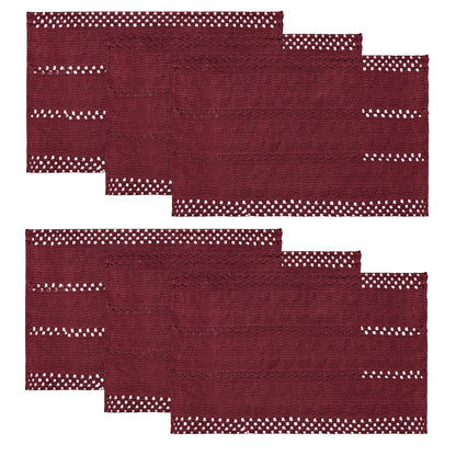 Artoid Mode Red Farmhouse Woven Rustic Hollow Placemats Set of 4-12x18 Inch