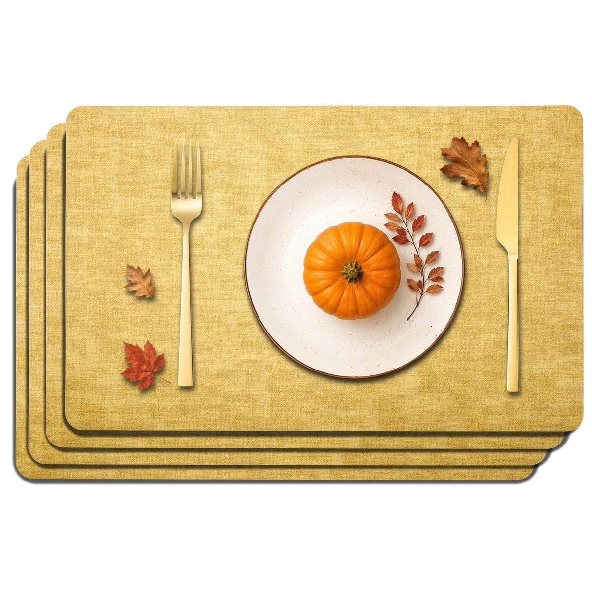 Maxpearl Faux Leather Placemats Set of 6, Easy to Clean, Brown