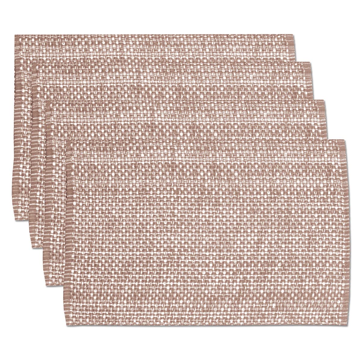 Sweet Home Collection 100% Cotton Placemats for Dining Room Rectangle Two Tone Woven Fabric 13" x 19" Soft Durable Table Mat Set, Set of 6, Eggshell