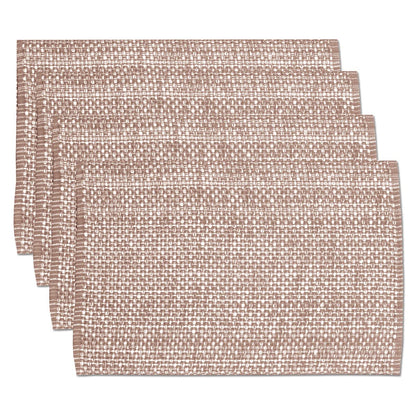 Sweet Home Collection 100% Cotton Placemats for Dining Room Rectangle Two Tone Woven Fabric 13" x 19" Soft Durable Table Mat Set, Set of 6, Eggshell