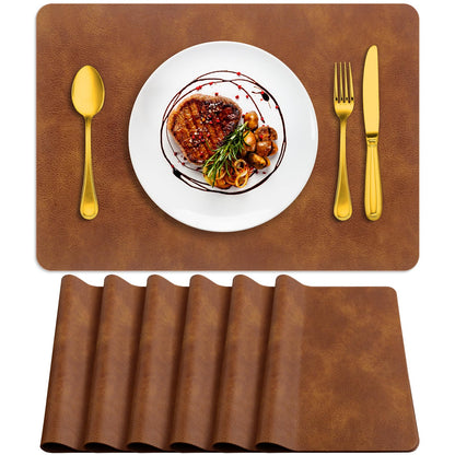 ADRIMER Oval Placemats Set of 4, Wipeable Faux Leather, 4 Colors