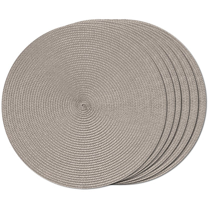 FunWheat Round Braided Placemats Set of 6 Table Mats for Dining Tables Woven Washable Non-Slip Place mats 15 in(Blue, 6pcs)