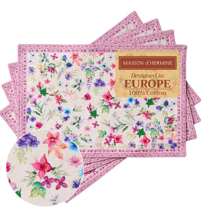 Maison d' Hermine Placemats Set of 4 Reusable 100% Cotton (13"x19")