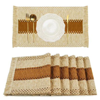FEXIA Boho Placemats Set of 6, Macrame Table Mats Farmhouse Dining Decor