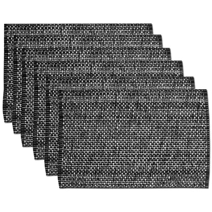 Sweet Home Collection 100% Cotton Placemats for Dining Room Rectangle Two Tone Woven Fabric 13" x 19" Soft Durable Table Mat Set, Set of 6, Dark Blue