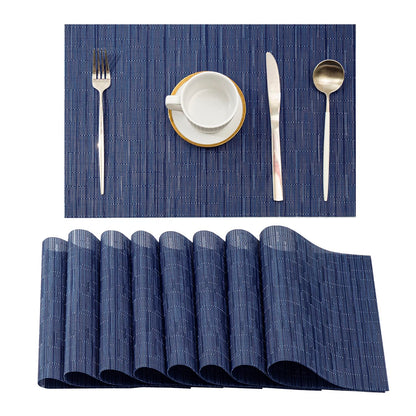 Beige Placemats Set of 4 - Heat-Resistant, Non-Slip Table Mats, Washable Woven Vinyl for Indoor & Outdoor Dining