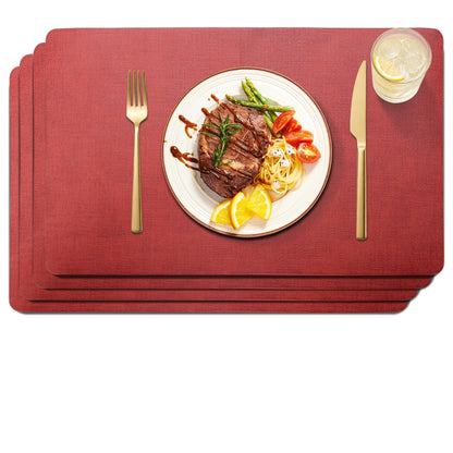 Maxpearl Faux Leather Placemats Set of 6, Easy to Clean, Brown