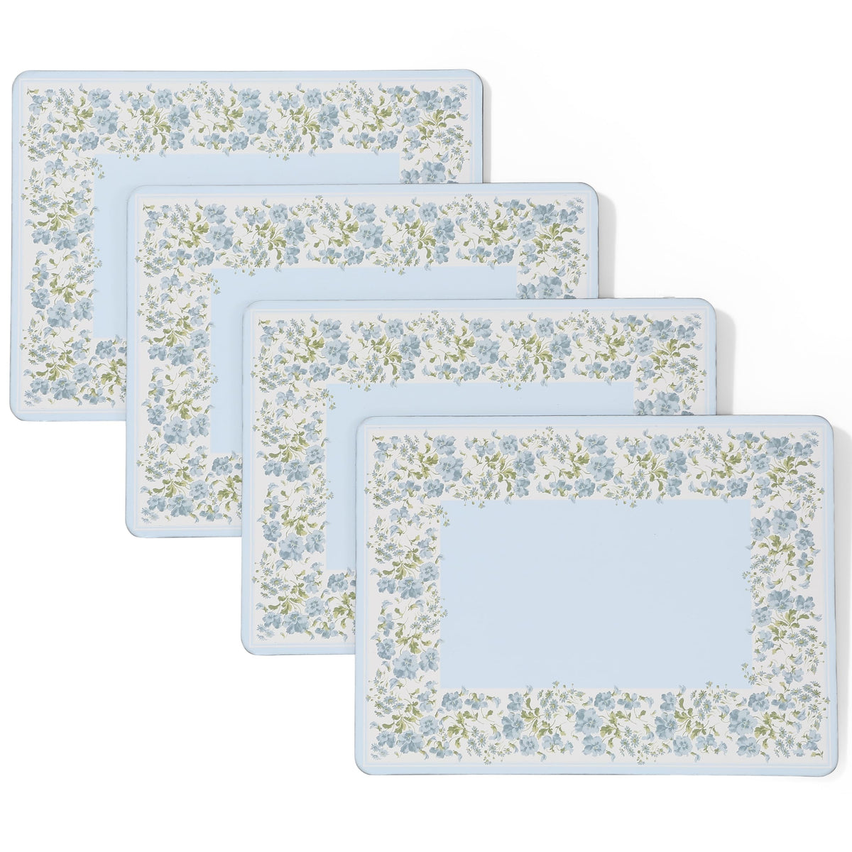 Laura Ashley Cork Placemats, 16 x 12-inch, Set of 4, Summer Palace Blue