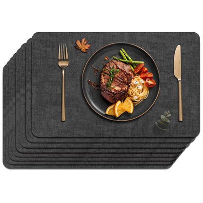 Maxpearl Faux Leather Placemats Set of 6 - Waterproof - Wipe Clean - Heat Resistant - Anti Slip Dining Table Place Mats, Suitable for Indoor & Outdoor Use, 17’’x12’’, Ivory White