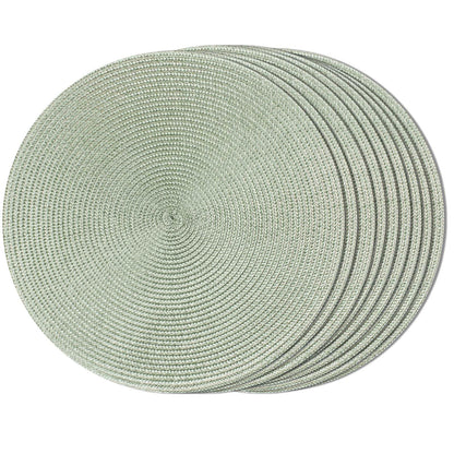 FunWheat Round Braided Placemats Set of 6 Table Mats for Dining Tables Woven Washable Non-Slip Place mats 15 in(Blue, 6pcs)