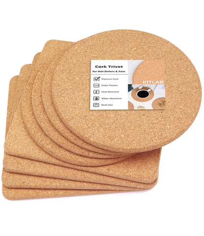 Cork Trivets for Hot Dishes, Hot Pots and Pans, 8 Inch 4 Pcs