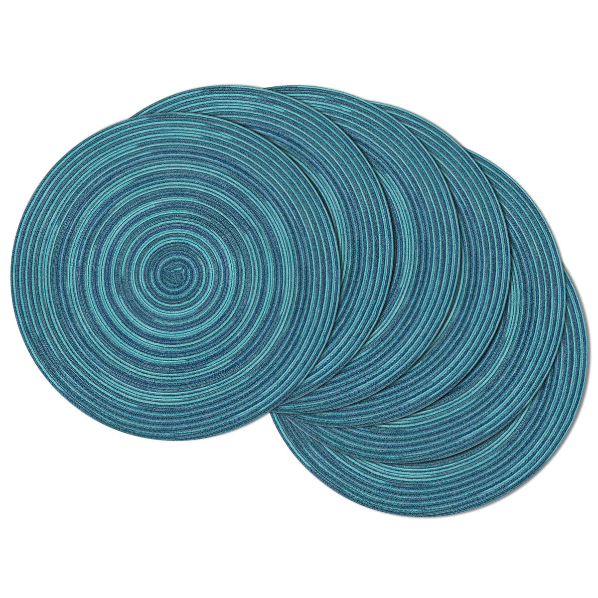 SHACOS Round Braided Placemats Set of 8 Cotton Fabric Round Table Mats Non Slip Washable 15 inch Round Place Mats Home Party Table Decor (Beige, 8)
