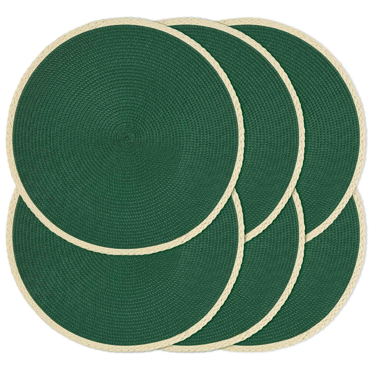 Round Placemats Set of 6, Woven Table Mats, Thin Edge, Green