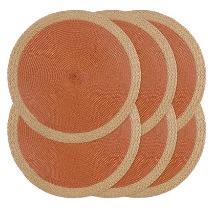 Round Placemats Set of 6, Woven Table Mats, Thin Edge, Green
