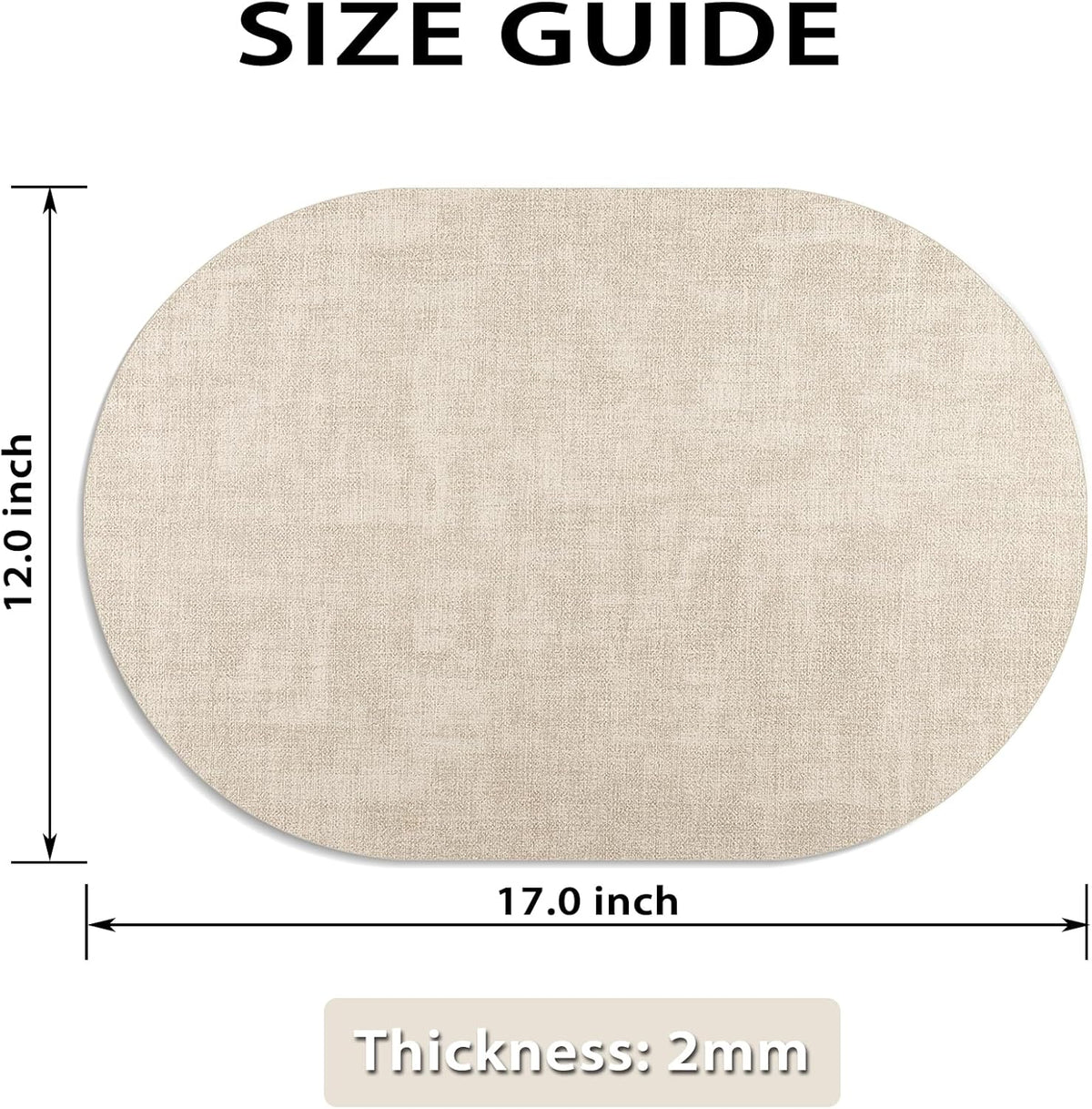Faux Leather Oval Placemats Set of 6, Beige