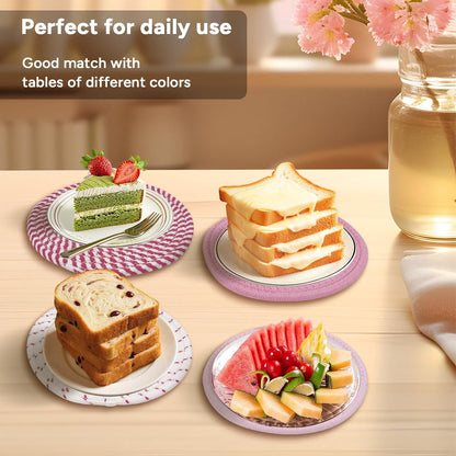 RICHCEE 7inch Trivets for Hot Dishes with a Kraft Paper Gift Box,Trivet Mats Set for Hot Pots and Pans, 4 Heat Resistant Pot Holders for Kitchen,Home Essentials,Housewarming Gift(Pink)