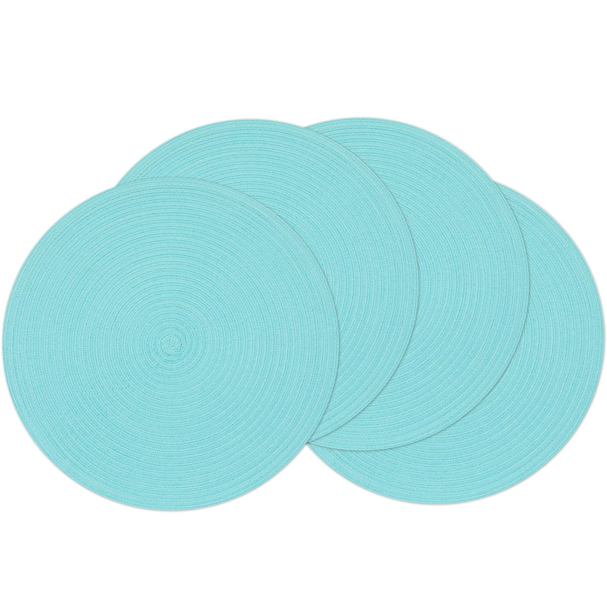 SHACOS Round Braided Placemats Set of 8 Cotton Fabric Round Table Mats Non Slip Washable 15 inch Round Place Mats Home Party Table Decor (Beige, 8)