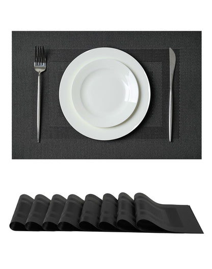 Woven Vinyl Beige Placemats Set of 12, Linen Look & Easy to Clean