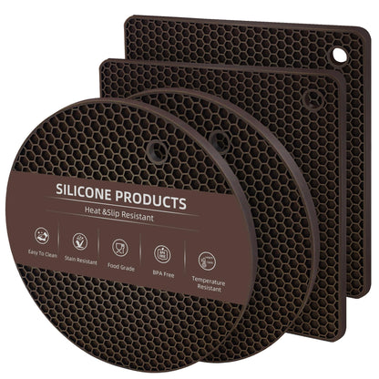 TWTLi Silicone Trivets for Hot Dishes, Set of 4 Trivet Mats, Heat Resistant Hot Pads for Kitchen Countertops, Non-Slip Honeycomb Pot Holders & Counter Protectors for Hot Pots & Pans (Black)