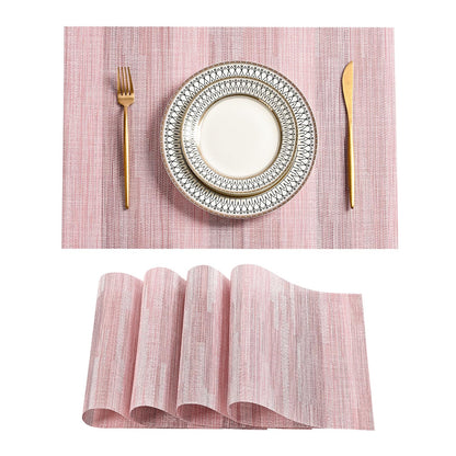 Woven Vinyl Beige Placemats Set of 12, Linen Look & Easy to Clean