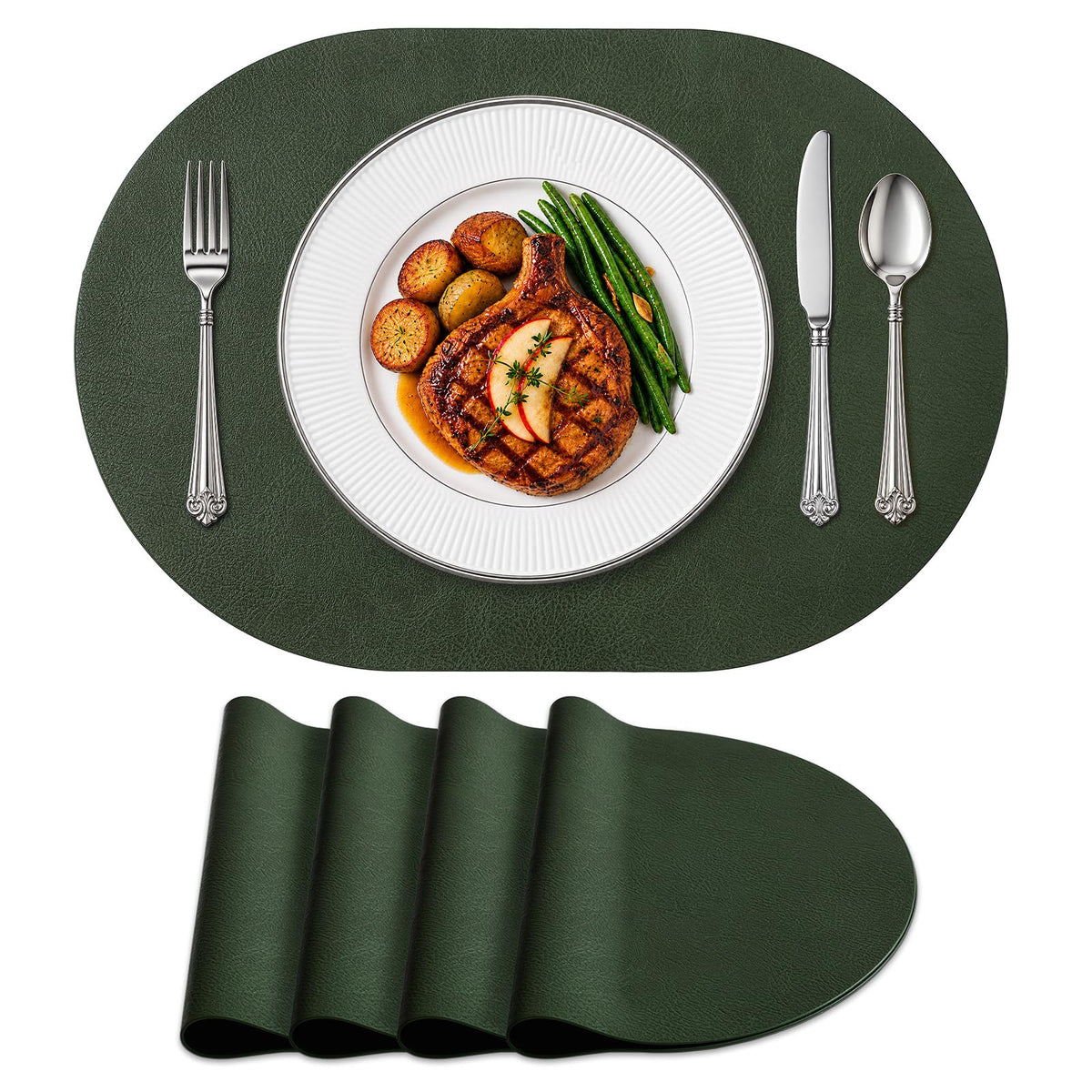 homing Heat Resistant Oval Placemats Set of 6 Non-Slip, Reddish Brown