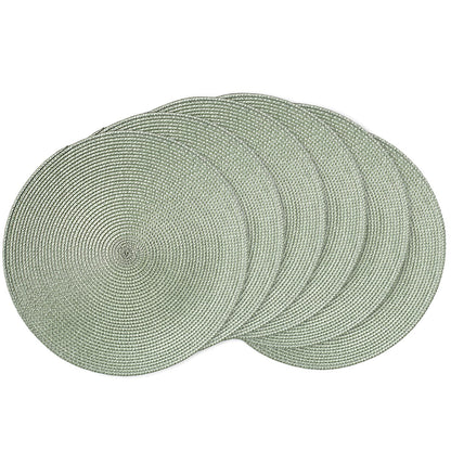 AHHFSMEI Round Braided Placemats Set of 6 15 Inch Burnt Orange Table Mats