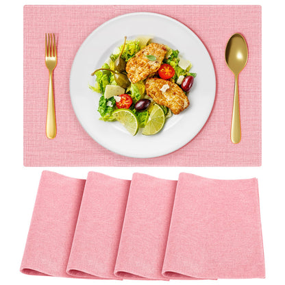 Cloth Placemats, Set of 6 Heat-Resistant Cotton Linen Blend Double Layered Machine Washable Place Mats, Wrinkle Free Thick Fabric Dining Table Mats for Indoors & Outdoors (Navy Blue, 6)