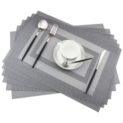 PIGCHCY Placemats,Durable Placemats for Dining Table,Washable Woven Vinyl Kitchen Placemats Set of 4 (Brown)