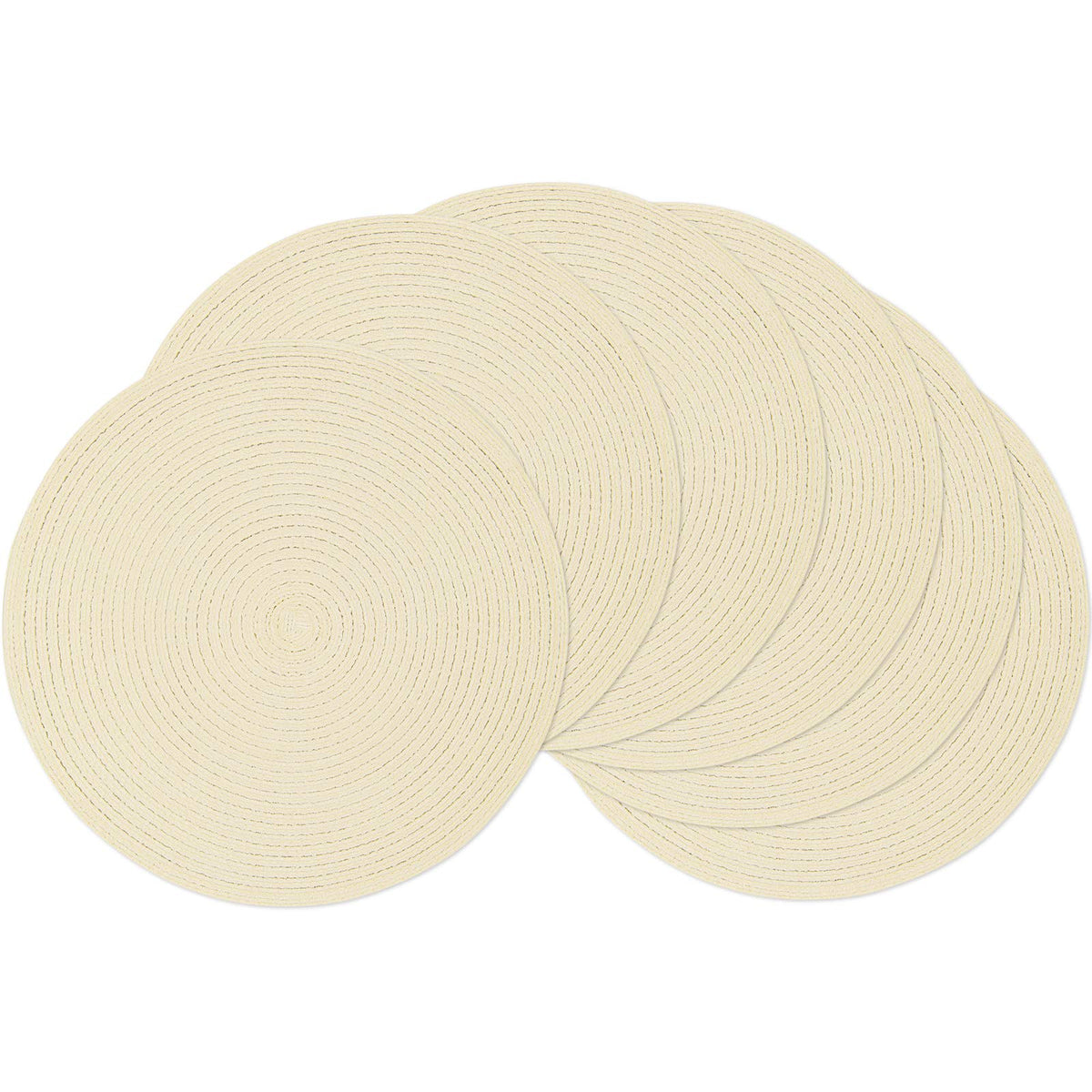 SHACOS Round Braided Placemats Set of 8 Cotton Fabric Round Table Mats Non Slip Washable 15 inch Round Place Mats Home Party Table Decor (Beige, 8)