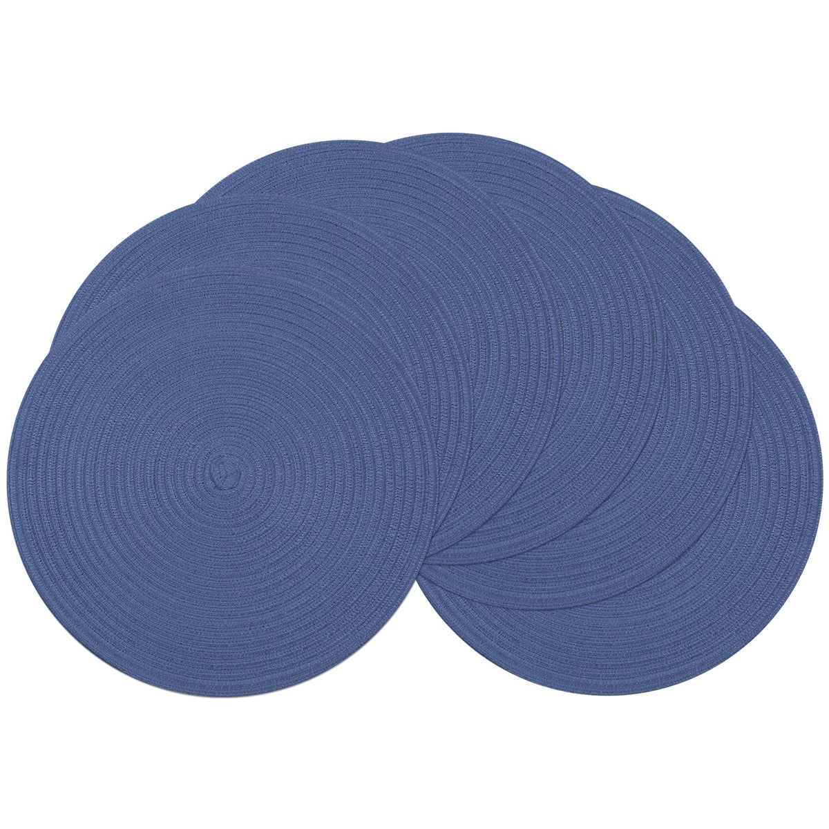 SHACOS Round Braided Placemats Set of 8 Cotton Fabric Round Table Mats Non Slip Washable 15 inch Round Place Mats Home Party Table Decor (Beige, 8)