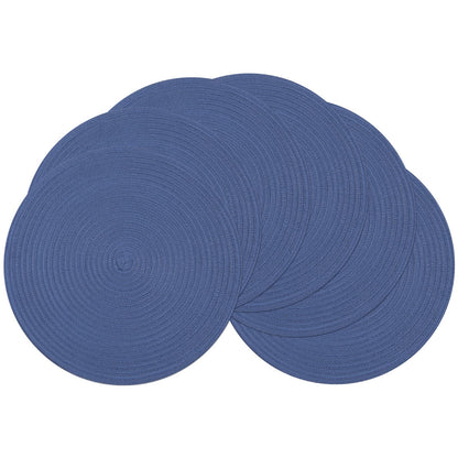 SHACOS Round Braided Placemats Set of 8 Cotton Fabric Round Table Mats Non Slip Washable 15 inch Round Place Mats Home Party Table Decor (Beige, 8)
