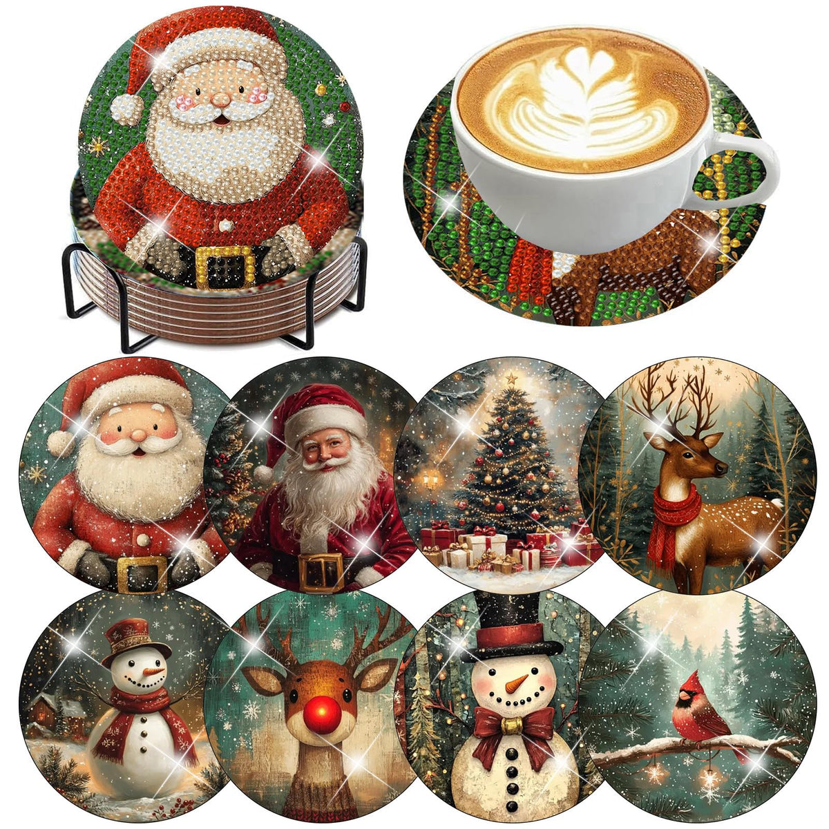 ijbnhd Mandala Diamond Painting Coasters Kit with Holder 4X4IN