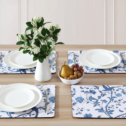 Laura Ashley Cork Placemats, 16 x 12-inch, Set of 4, Summer Palace Blue
