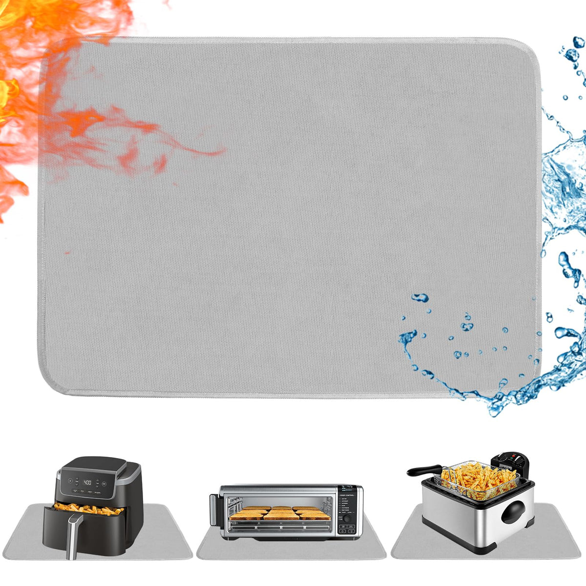 TOHONFOO Heat Resistant Mats for Countertop & Air Fryer, 18x15 in, Gray
