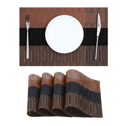 Woven Vinyl Beige Placemats Set of 12, Linen Look & Easy to Clean