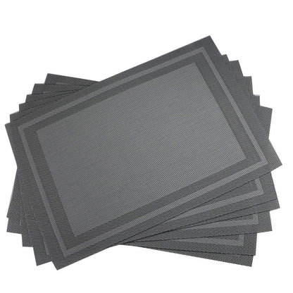 Place Mats PVC Set of 6, Table Placemats Set of 6 PVC Table Mats Natural Color (6 pcs, Red Leaves)