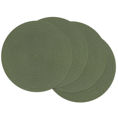 SHACOS Round Braided Placemats Set of 8 Cotton Fabric Round Table Mats Non Slip Washable 15 inch Round Place Mats Home Party Table Decor (Beige, 8)