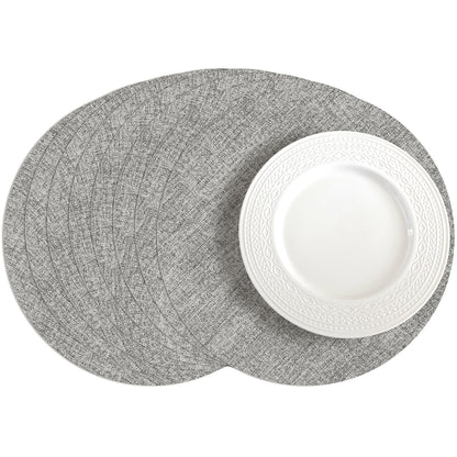 Romanstile Faux Leather Vinyl Placemats Set of 6, Beige