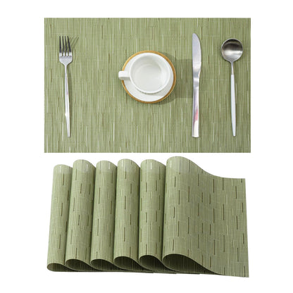 Woven Vinyl Beige Placemats Set of 12, Linen Look & Easy to Clean
