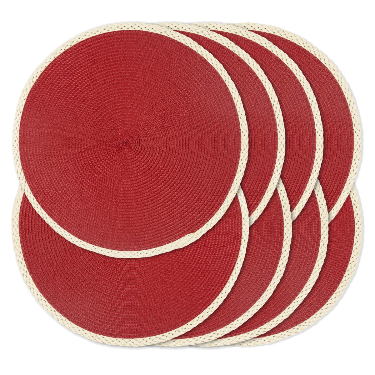 Round Placemats Set of 6, Woven Table Mats, Thin Edge, Green