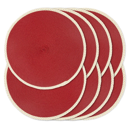 Round Placemats Set of 6, Woven Table Mats, Thin Edge, Green