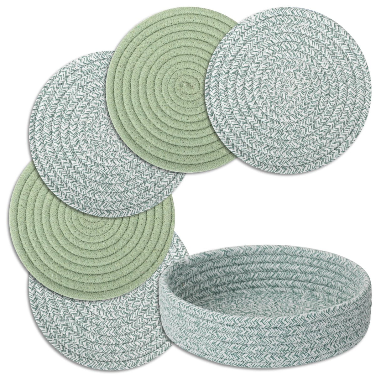 Trivets for Hot Dishes, Pots and Pans, 4 Pcs Hot Pads with Storage Basket