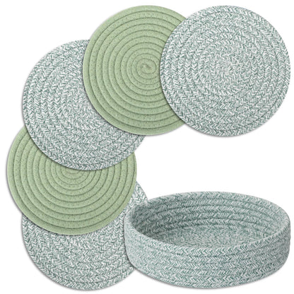 Trivets for Hot Dishes, Pots and Pans, 4 Pcs Hot Pads with Storage Basket