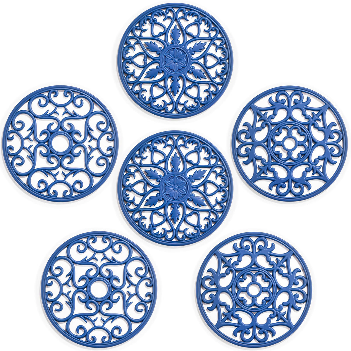 SMARTAKE 6 Set Silicone Trivet Mats for Hot Dishes Pots and Pans (Black)