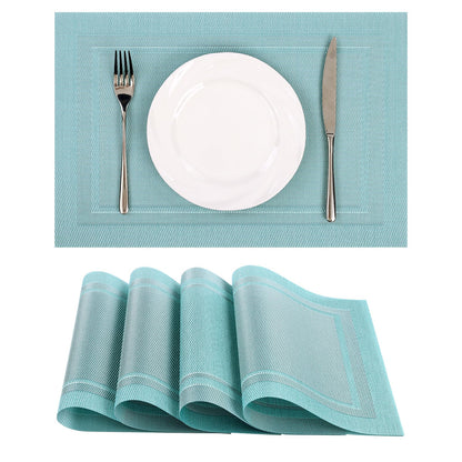 SHACOS Teal Blue Woven Placemats Set of 6 Place Mats for Dining Table