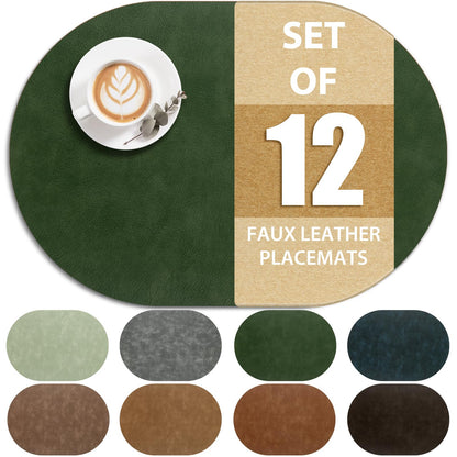 ADRIMER Faux Leather Placemats Set of 6, Heat Resistant 13"x13", Walnut