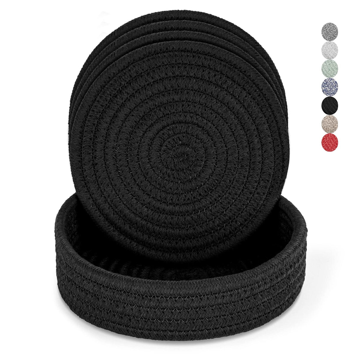 Trivets for Hot Dishes, Pots and Pans, Hot Pads with Storage Basket, Pot Holders for Kitchen, Heat Resistant Mat Protect Counter Home Essentials, Farmhouse Decor (Brown 4 PCS)