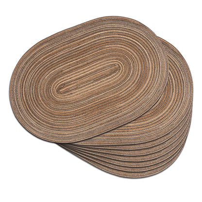 Placemats Set of 6, Woven Oval Braided Dining Table Mats(Brown)